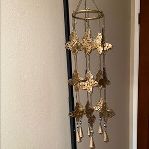 Unbranded Made in India Bronze Bohemian Butterfly and Beads Windchime